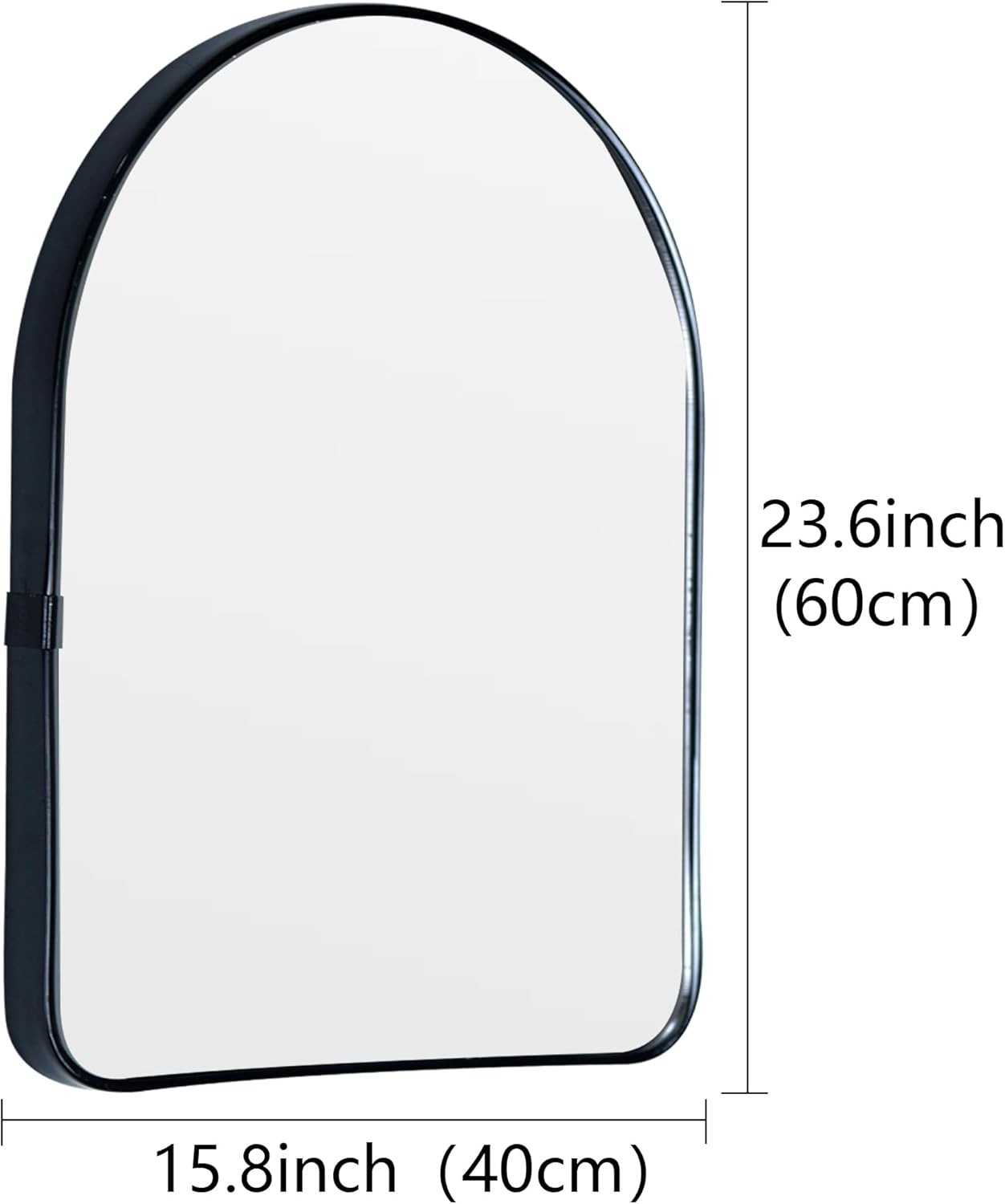 Funly mee Arched Wall Mirror, 15.8 x23.6 inches, Wall-Mounted Plastic Mirror, for Bathroom and Vanity (Black)