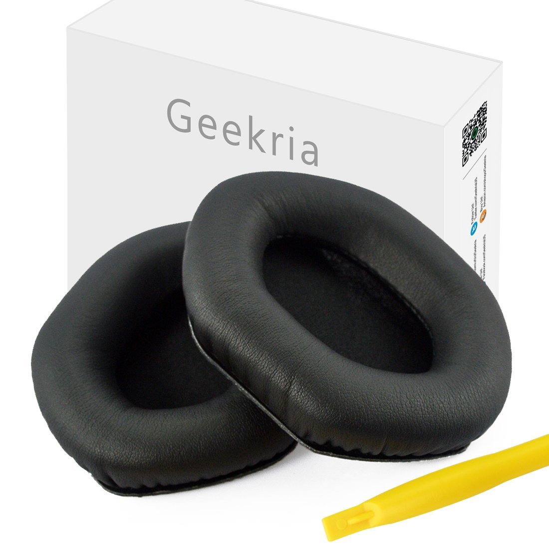 Geekria QuickFit Replacement Ear Pads Compatible with V-MODA Crossfade Wireless/2/3, M-100, LP, LP2 Headphones, Ear Cushions with Video Guide (Black)