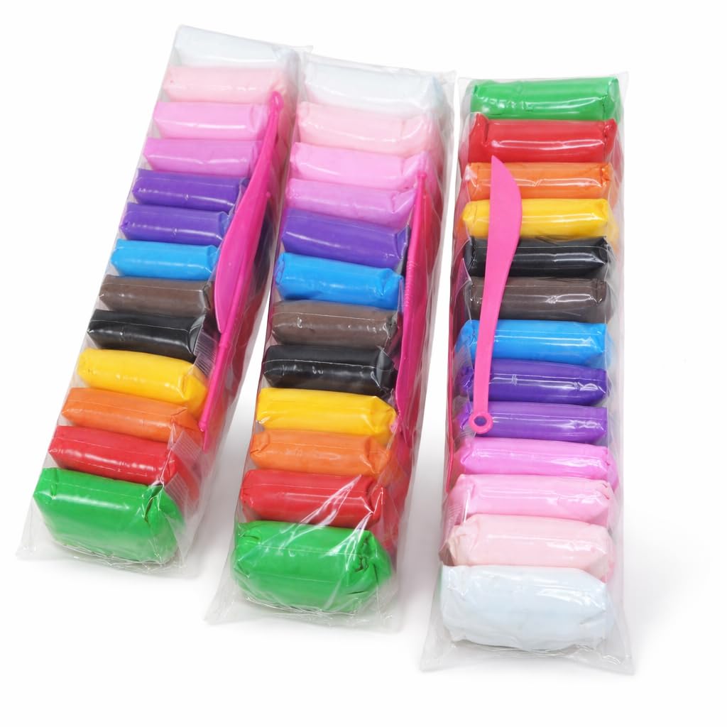 Air Dry Clay Set, Pack of 36 Multicolour Blocks with Sculpting