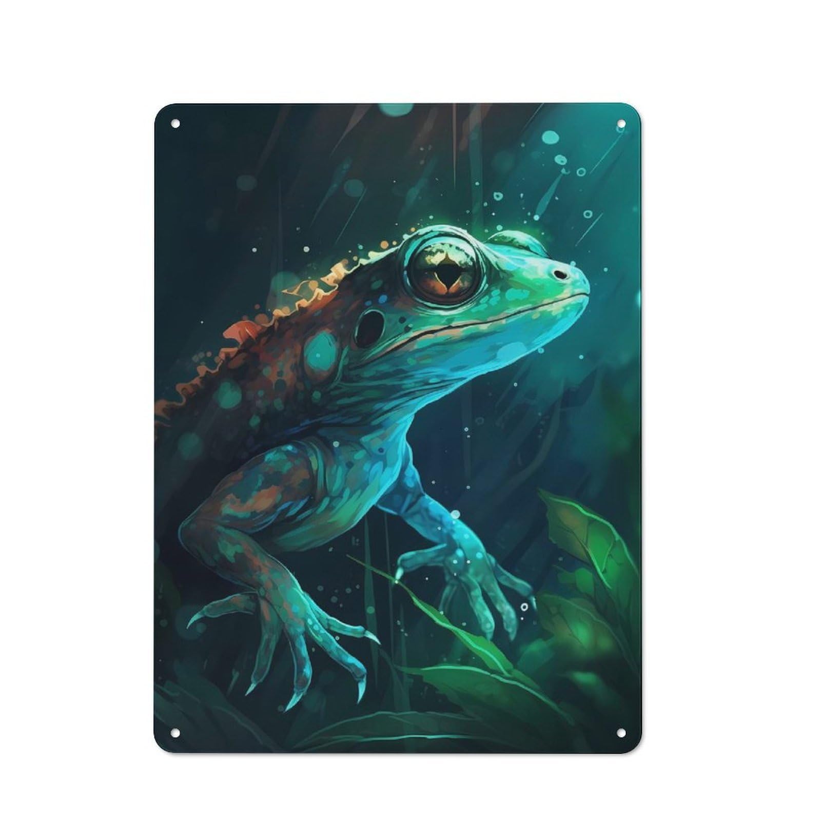 Decorative Metal Plaque with Salamander Pretty Design 40x30cm, Warehouse Style Loft Wall Plaque for Flat, Bar, Studio Or Gallery Wall