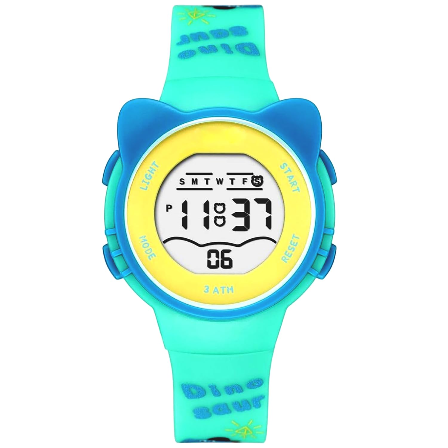 Time Up Digital Dial Hello Kitty Cartoon Printed Light Alarm Waterproof Watch for Children (Age:4-12 Years)-C2306-X (Dino Green) (B0D47NGR2C) Amazon Price History, Amazon Price Tracker