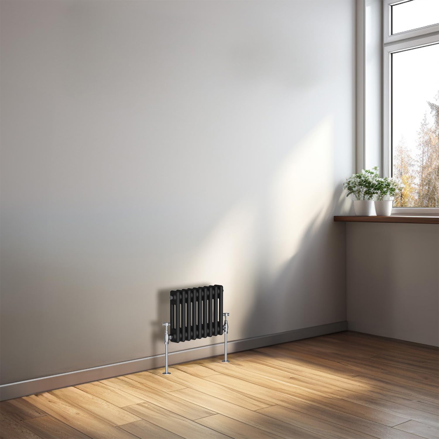 NRG 300 x 425mm Cast Iron Horizontal Radiator Black 2 Column