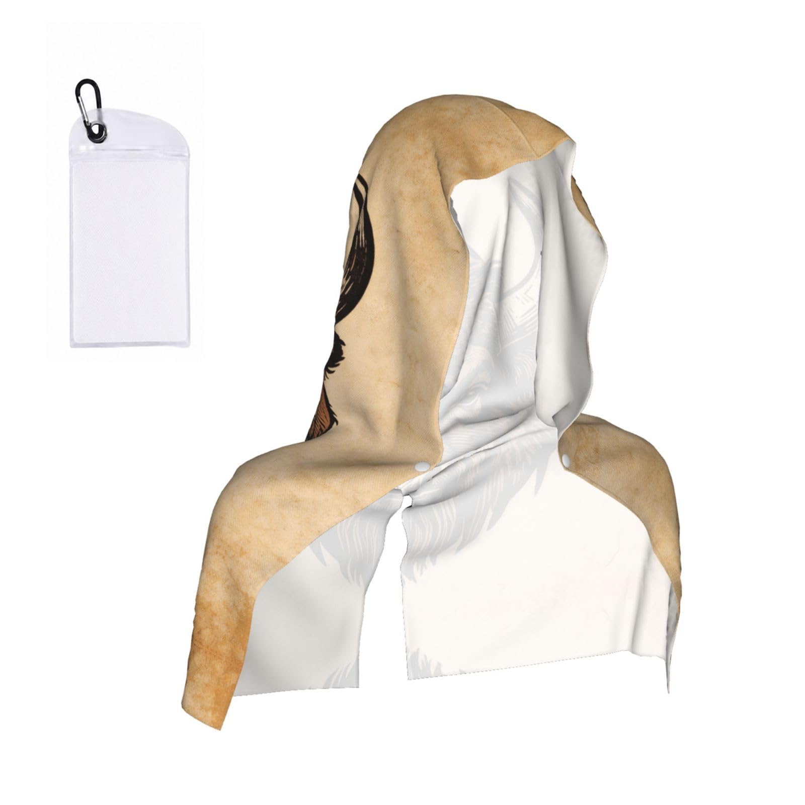CNTDBU Vintage Bison Head Cooling Towel Hooded-Instant Chill Neck Cover for Sports, UV Cooling Rag for Running Gym