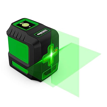 Omada Line Laser Level Tool 100ft Green Self Leveling Laser Line Level with Horizontal and Vertical Line Laser leveler for Outdoor Indoor Picture Hanging Construction Wall Writing Tile Installation