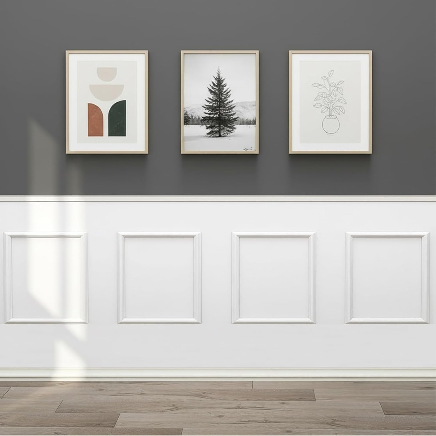 Peel and Stick Wall Molding, 4 Set 20" x 20" Premade Wainscoting Panels, Ready-to-Assemble Wall Accent Kit, Paintable Molding Trim Decor for Living Room Bedroom Hallway Kitchen Island