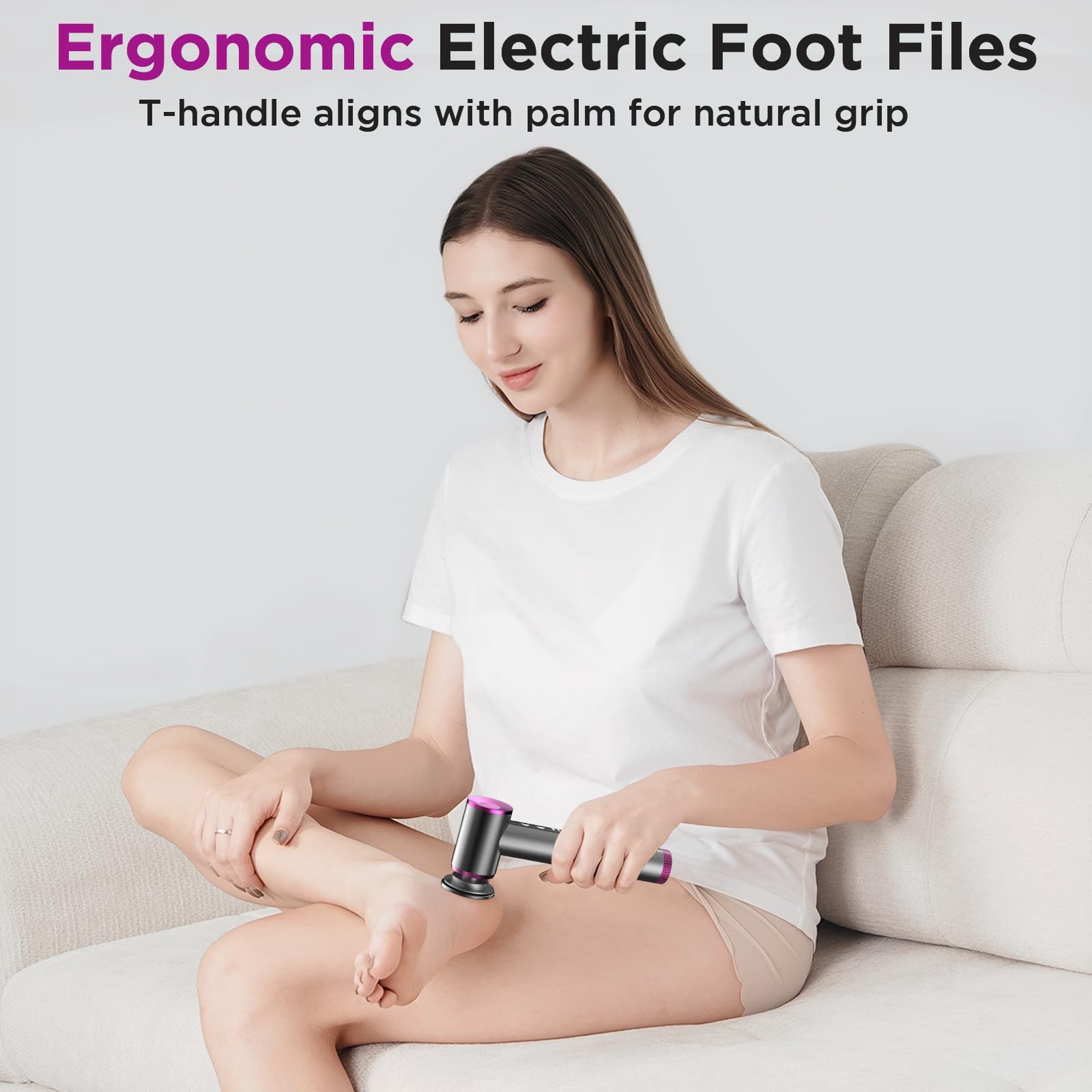 Removedor eléctrico de callos de pies, lima eléctrica inalámbrica, cabezal de nano-vidrio reutilizable, removedor de callos eléctrico ergonómico para pies, herramientas de pedicura recargables para