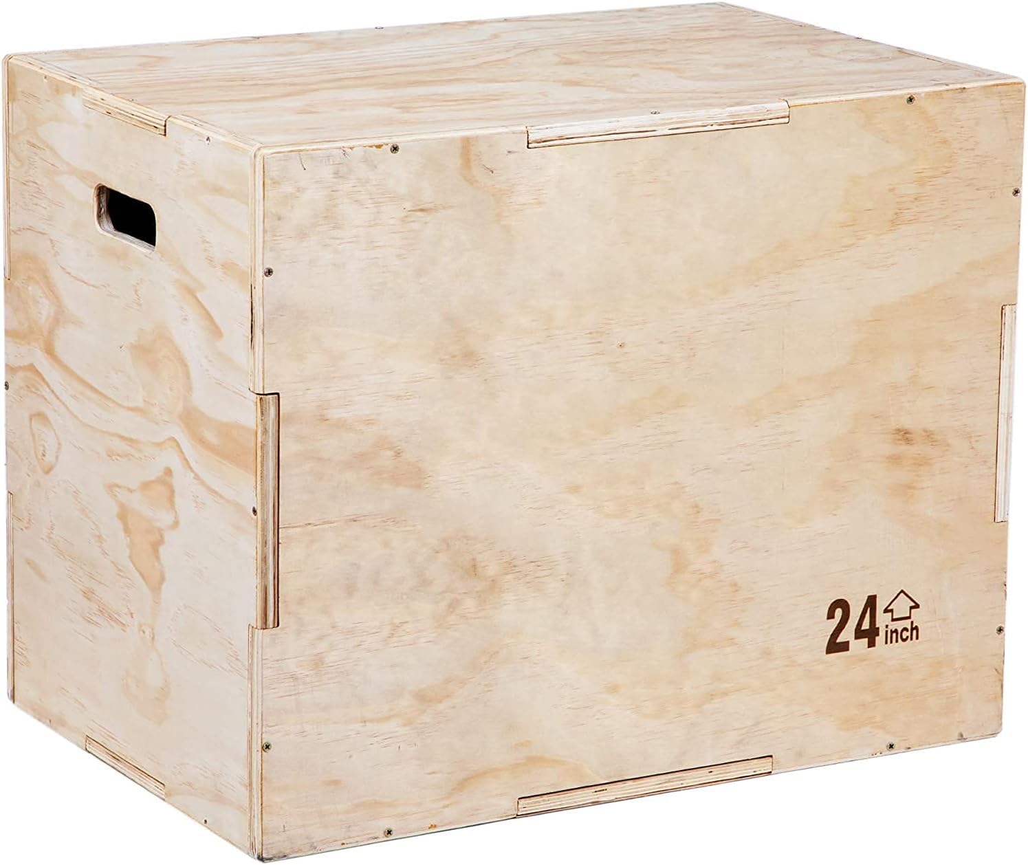 FitBox Wood Plyo Box, 3 in 1 Wood Plyometric Box, Crossfit Jumping Box Large 30”x20”24” Jumping Trainer Workout Sanded Handle for Jumping Exercise Box-squats Steps-up