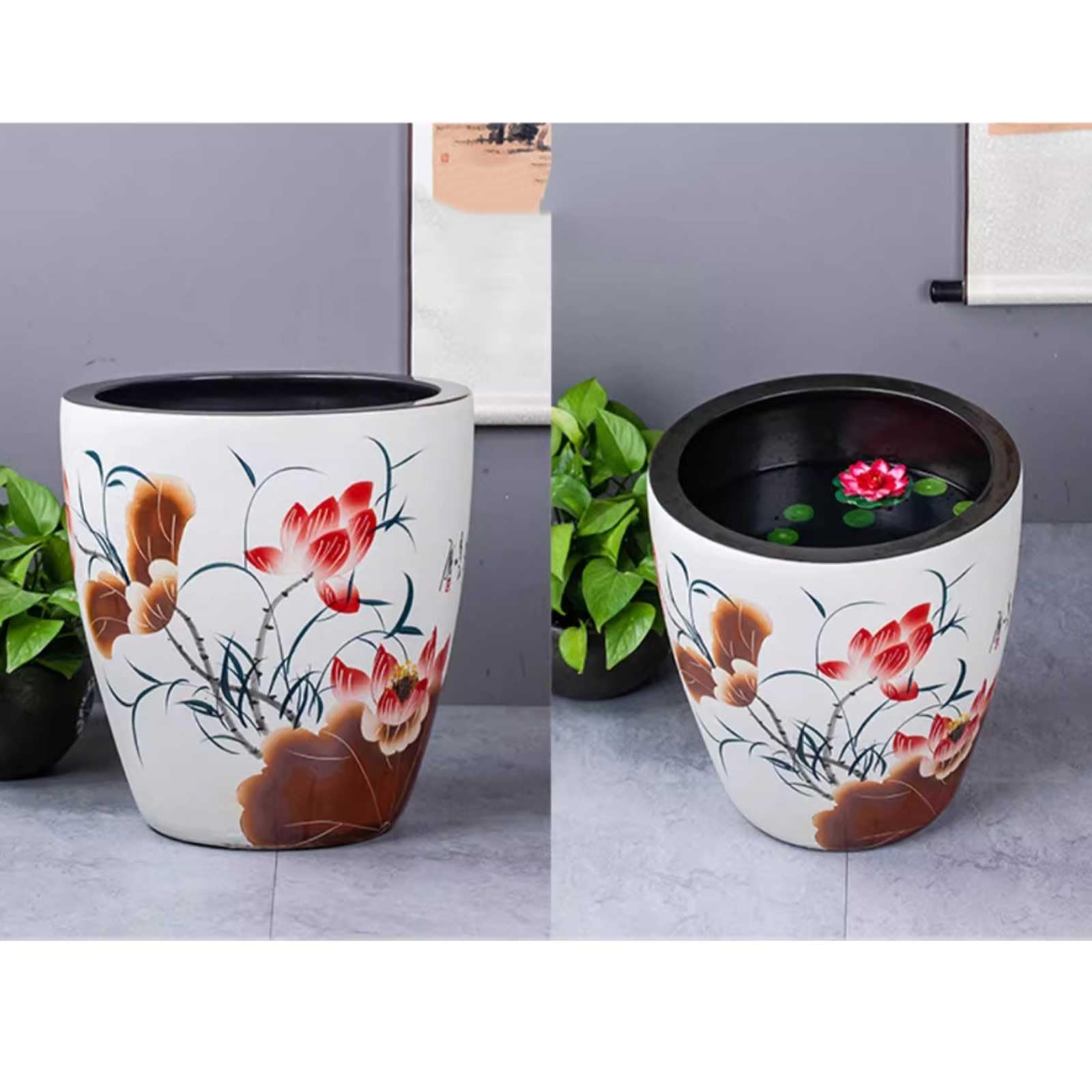 Akwarium Chiński styl podniesiony ceramiczny zbiornik na ryby patio ogród akwarium akwarium zbiornik na wodę zabytkowy taras ozdoby do salonu do ekspozycji na biurku(S)