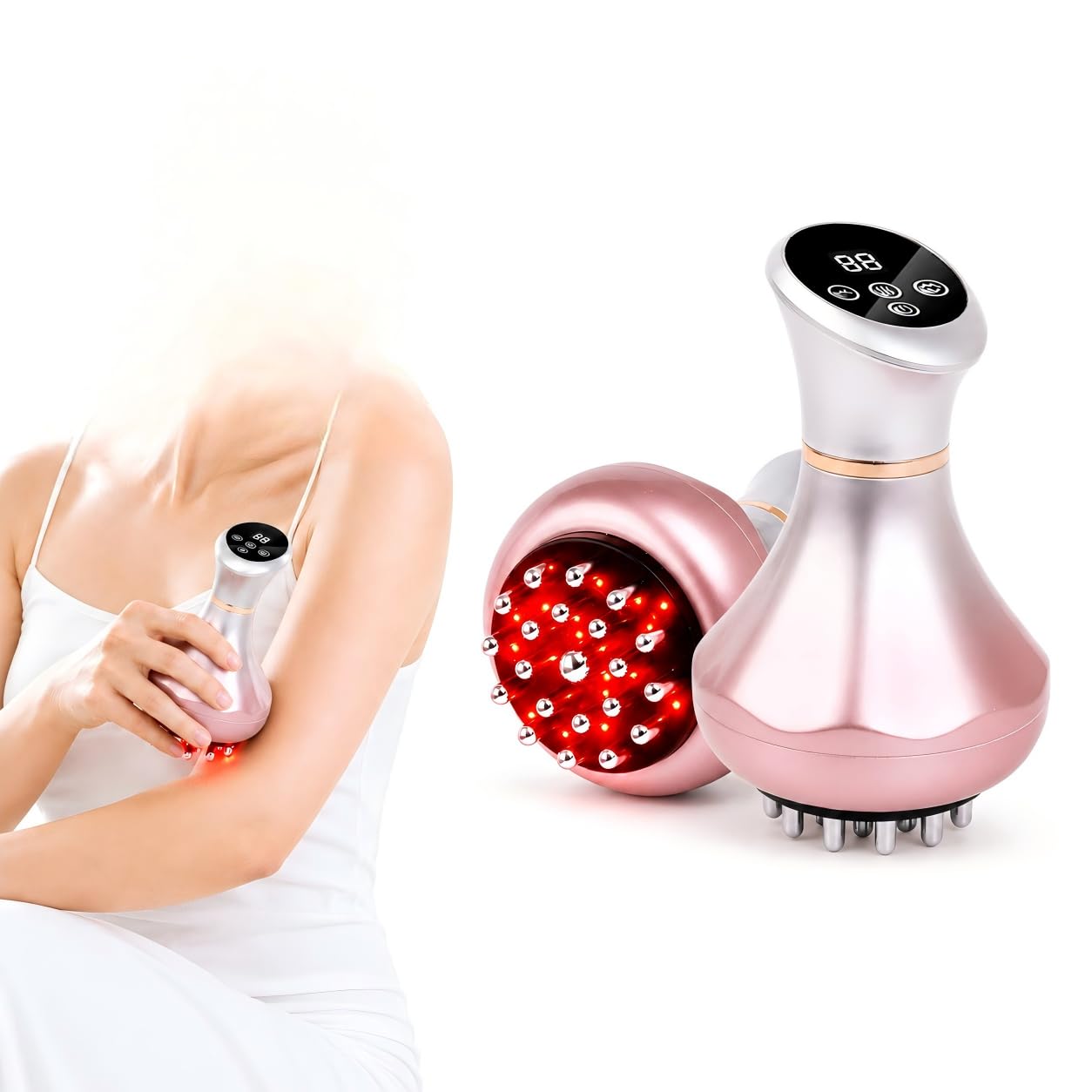 4-in-1 Lymphatic Drainage Massager | Anti-Cellulite Message Tool with Heating/Vibration/Light Therapy, Full Body Pain Relief &amp; Skin Tightening