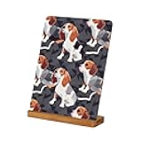 SDTLMNW beagle patterns Printed Metal Photo Frame 5x7 inch with Wooden Base Aluminum Cute Picture Frames for Home Office Tabletop