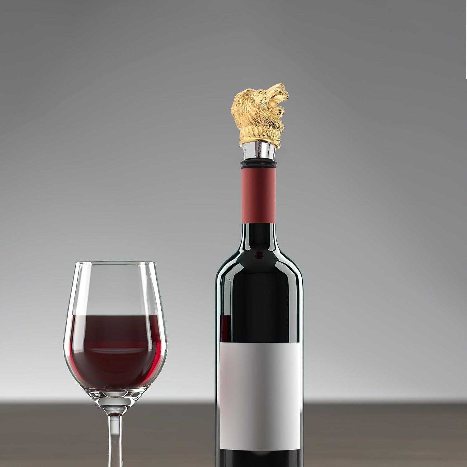 Lion Head Wine Bottle Stopper Animal Wine Stopper with Gold Finish for Holiday and Party Use image 5