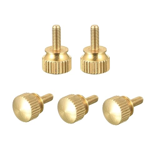 Miniatura 62 de uxcell 5 tornillos moleteados para el pulgar, pernos de hombro de latón M5 x 0.472 in, perillas de agarre escalonadas para PC, electrónicos