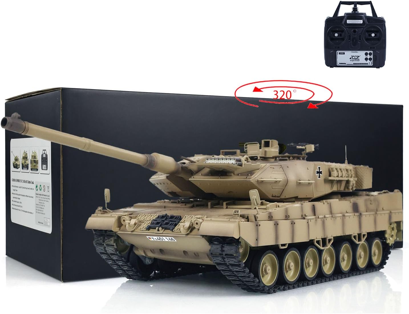 TD 1/16 RC Infrared Battle Tank German Leopard2A7 Electric Military Tank Remote Control Infrared Battle System Smoke Unit