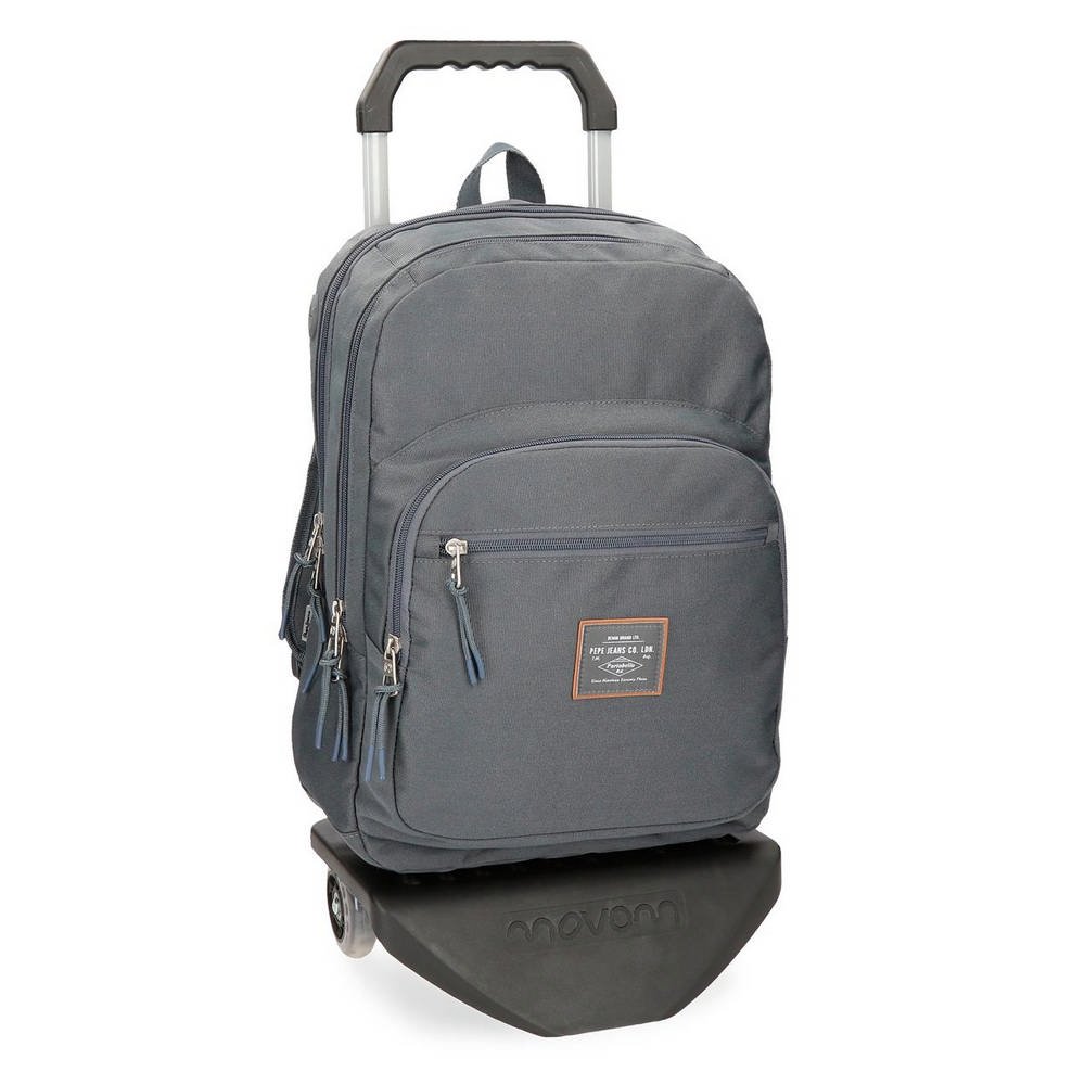 Pepe Jeans Cross Mochila con carro, doble compartimento, 44 cm, color Gris