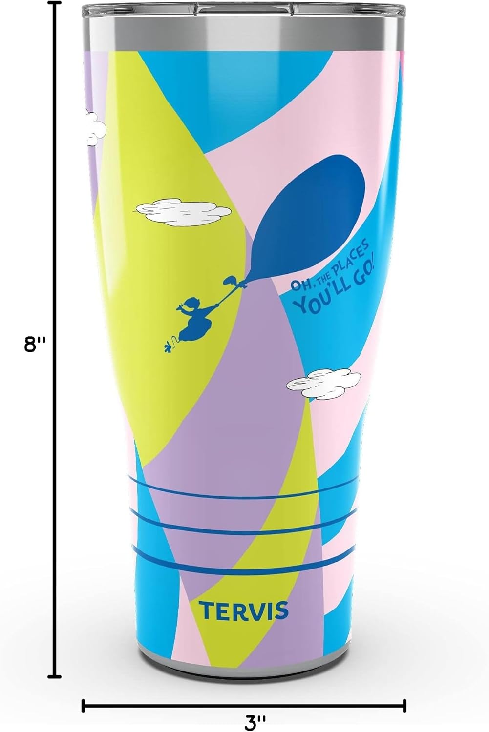 Tervis Traveler Dr. Seuss Oh the Places You'll Go Triple Walled Insulated Tumbler Travel Cup Keeps Drinks Cold & Hot, 30oz, Stainless Steel - Image 9