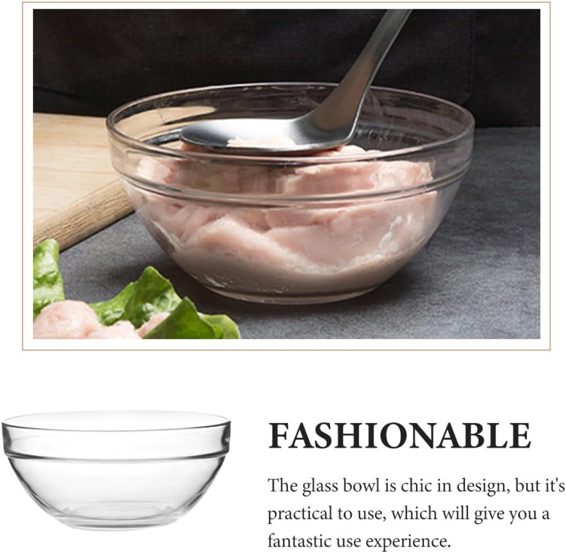 2pcs Glass Dumpling Filling Mixing Bowl Salad Bowl for Minced Meat Fruits and Noodles Stackable Kitchen for Space-saving Storage