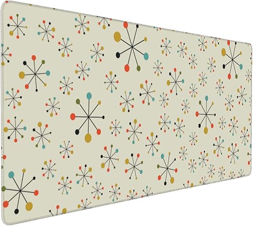 Mid Century Fifties Modern Atomic Retro Green Large Mouse Pad, Gaming Mat, Desk Matt for Desktop, Desk Pad Mat, Anti-Slip XXL Big Mousepad with