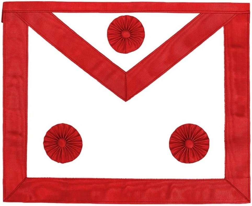 BRICKS MASONS Master Mason Scottish Rite Apron - Red with Three Red Rosettes