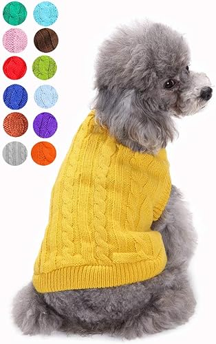 Miniatura 47 de Suéter para perros pequeños, medianos y grandes, gatos y cachorros, cálido, bonito, de invierno, clásico, con cuello alto, ideal para Navidad