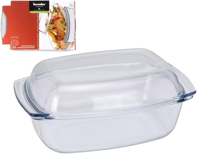 Glass Cookware Glass Roasting Dish with Lid 5.1 L Casserole