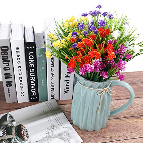 HATOKU 10pcs Artificial Flowers for Outdoors, Fake Outdoor Flowers UV Resistant, Lifelike Plastic Flowers for Indoor Outdoors Home Office Garden Wedding Decorations(Mixture) - Thumbnail 4