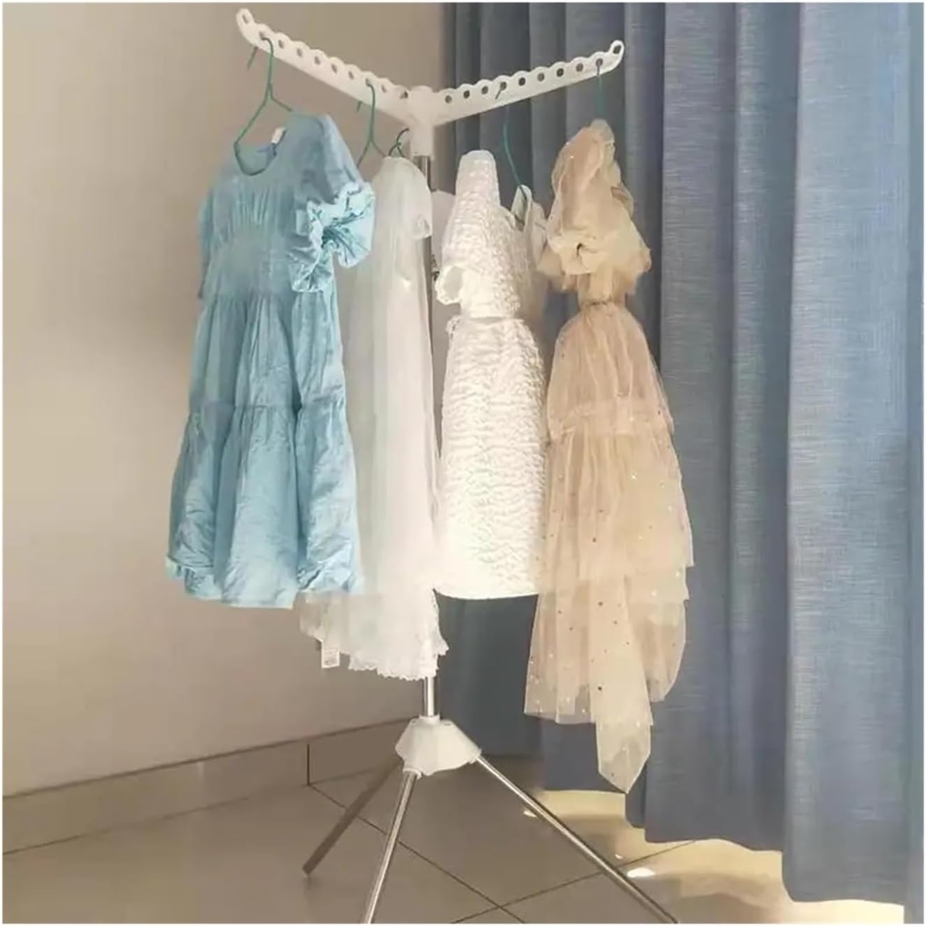 Genérico Collapsible Tripod Clothes Drying Rack, Foldable Portable Space Saving Laundry Racks Hanging Stand(2 Layers)