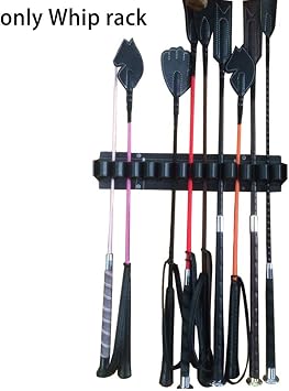 KASCLINO Horse Whip Rack, Wall Mounted Whip and Crop Holder Multifunctional Horse Riding Whip Hanging Bracket Stables Whip Rack Tool Organizer Holder(Black)