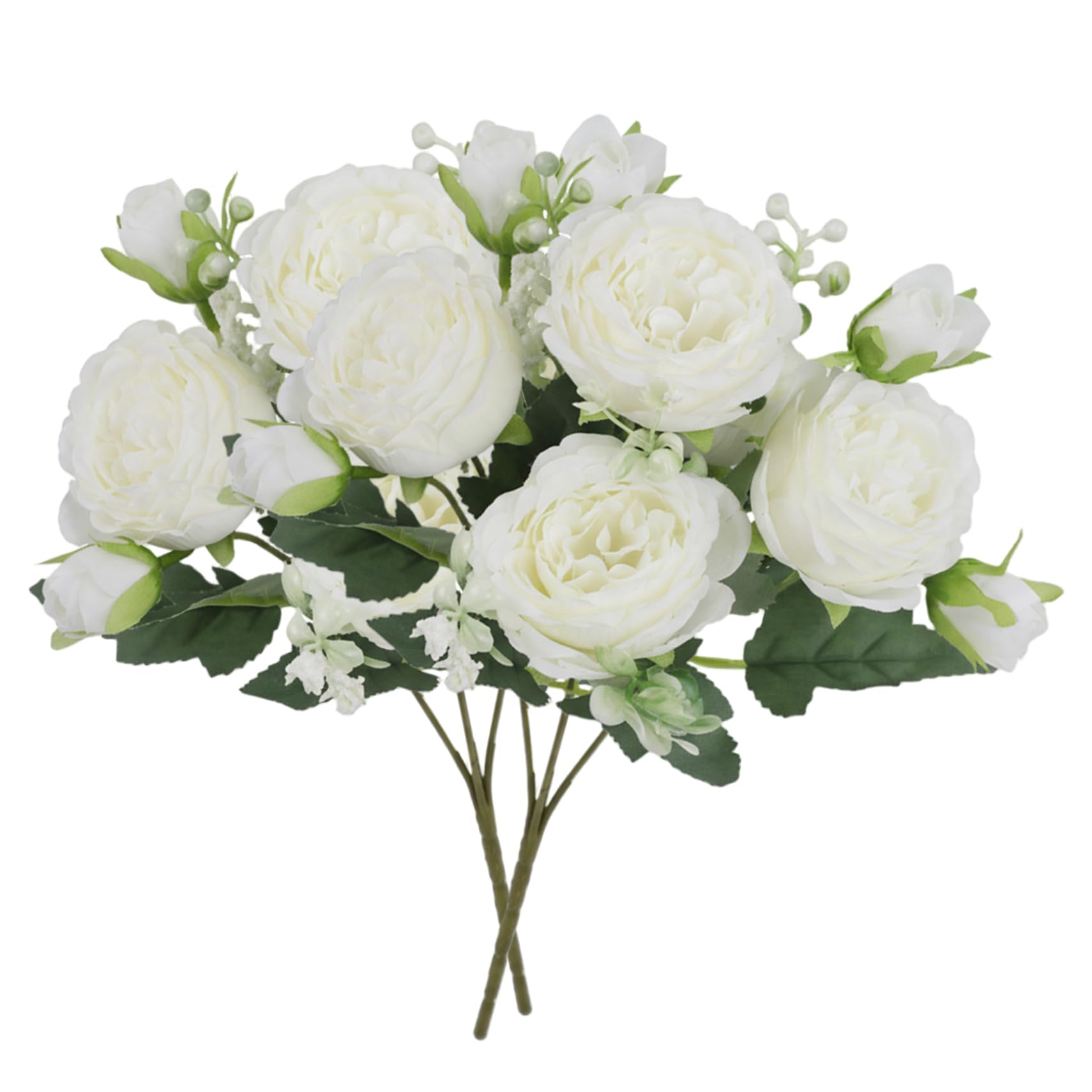 Xoeryoy 2 Bunches Artificial Peonies, Realistic Peony Artificial Flowers for Wedding Bouquet, Home Decor, White Faux Flowers Centerpiece