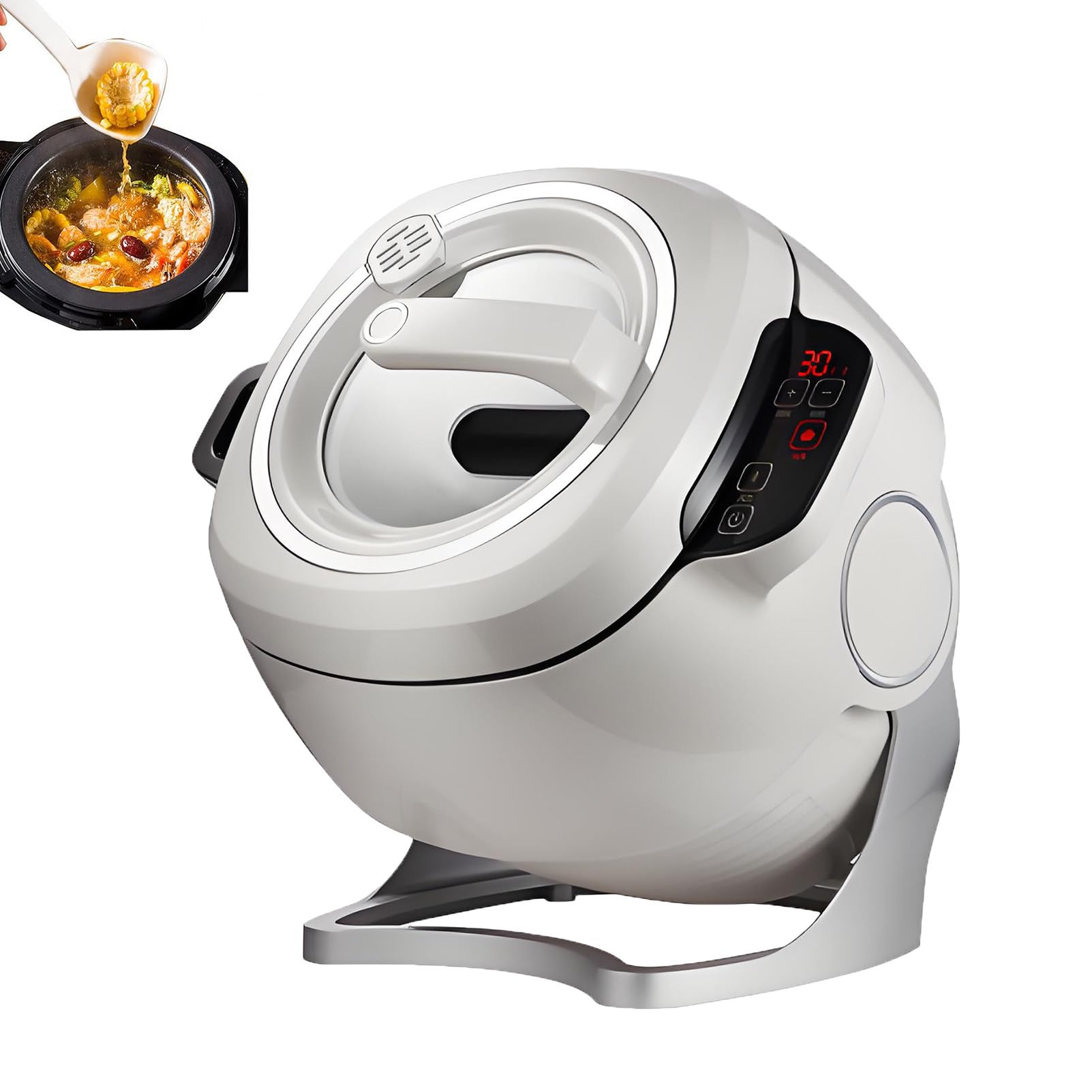 Automatyczny Robot Kuchenny, Urządzenie do Smażenia Metodą Stir-Fry I Przygotowywania Dań Typu Smażony Ryż, Z Inteligentnym Panelem Dotykowym I Systemem Ogrzewania 3d (Obrót O 360°) 220V/2000W