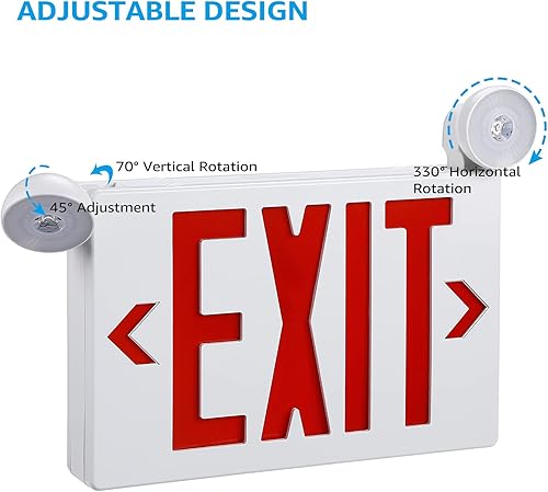 Miniatura 5 de TORCHSTAR Señal de salida LED rojo con luces de emergencia, UL 924, luz de salida de emergencia con batería de respaldo, cabezales ajustables,