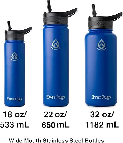 Miniatura 3 de Botella de agua deportiva de 24 onzas, boca ancha, botella de acero inoxidable de alta calidad con tapa con pajilla, doble pared aislada al vacío,