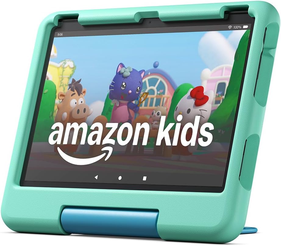 Fire HD 10 Kids tablet (newest gen) | ages 3–7, includes ads-free books, games, apps and videos that children love, 10.1" brilliant screen, parental controls, 2-year worry-free guarantee, 32 GB