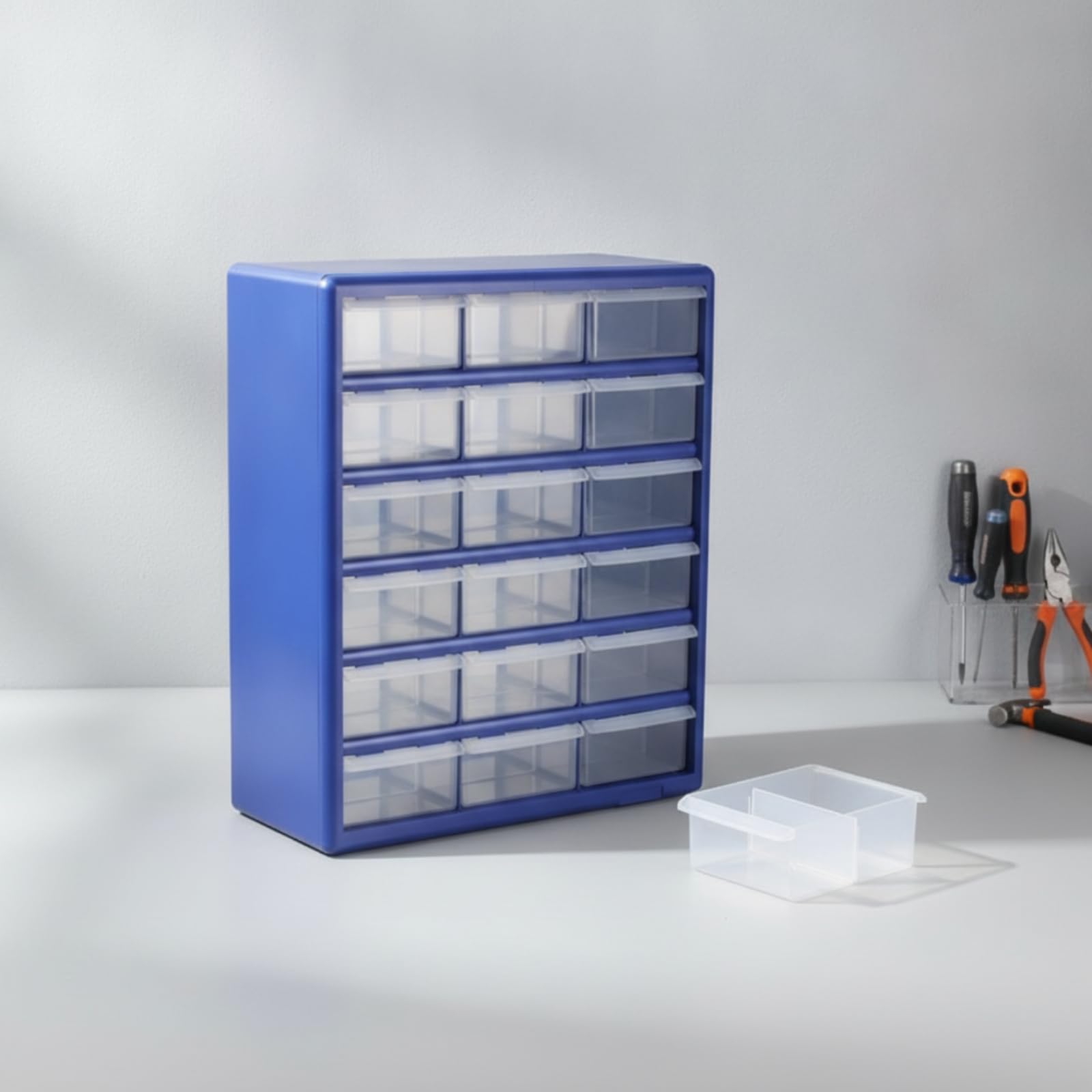 Organizzatore a Cassetti Cassetti Trasparenti Rettangolare Arredo Ufficio Mobili Contenitori Compatta, Nero