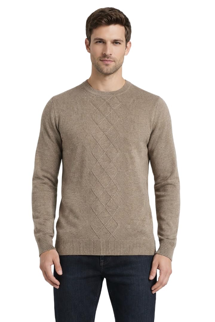 Men’s Textured Knit Sweater | Full Sleeve Round Neck Winter Pullover | Soft & Warm Casual Wear-image-17