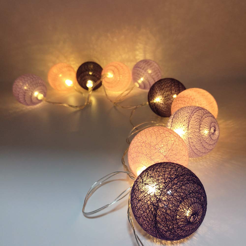 Romantic LED Cotton Ball String Lights, DOTBUY Xmas Fairy Lights Christmas Decoration Battery Operated for Indoor outdoor Holiday Party Decor Garlands (Dreamy purple,4.8M/30LED)