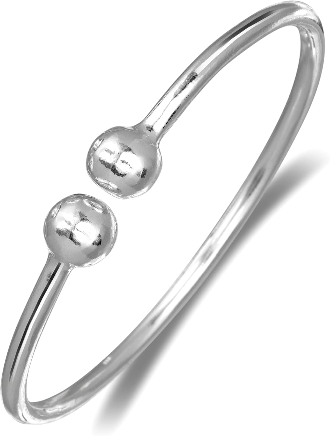 Better Jewelry, Ball .925 Sterling Silver Plain West Indian Bangle, 1 piece for men, women