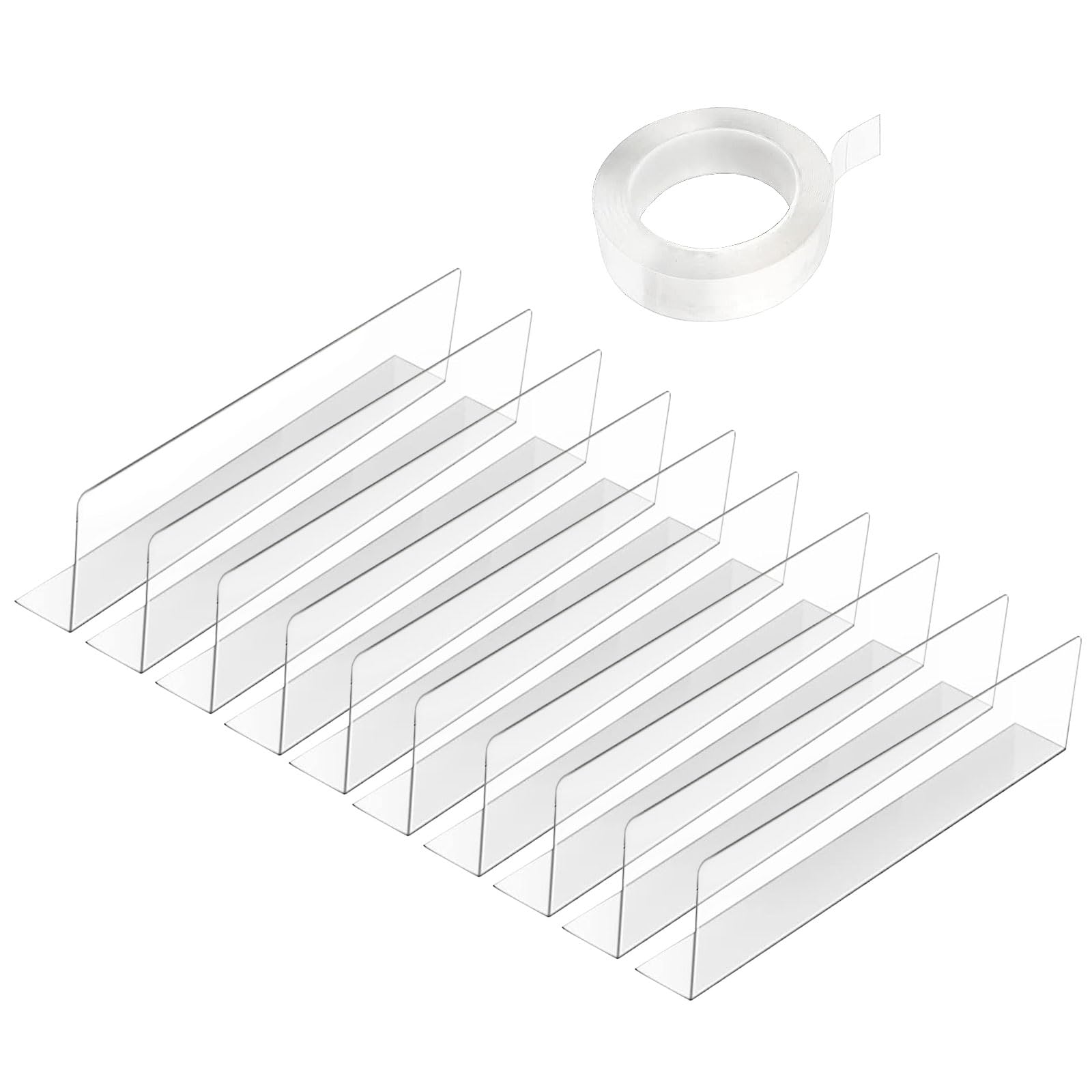TOWEBOORY ソファー下ガード 10個入り ソファ下ブロッカー アクリル製 自由にカット 40*8*4cm ベッド下 おもちゃブロッカー 取り付けが簡単 透明 隙間ガード 猫犬用 強力なテープ付き 硬い床のみに対応