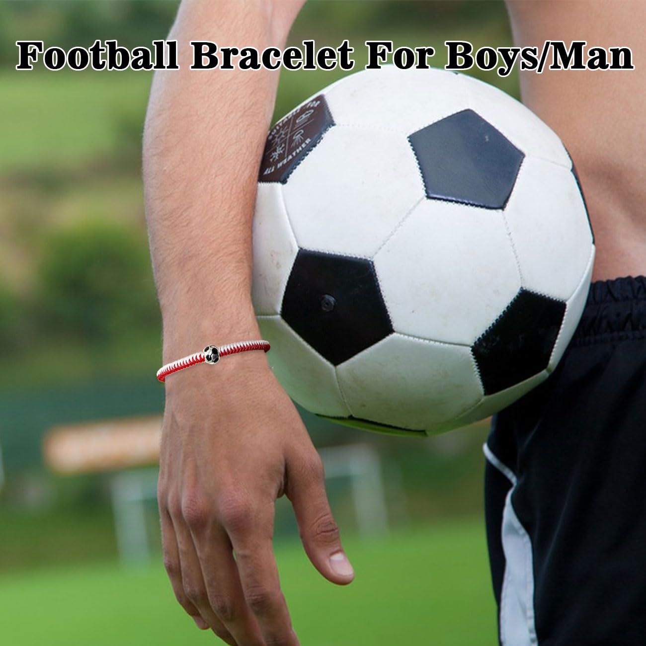 Lote de 2 Pulseras de Fútbol para Niños, Pulseras de la Amistad Ajustables, Pulsera Tejida Ajustable, Regalo de Fútbol para Cumpleaños de Niños Deportistas, Adolescentes, Niñas y Niños, B