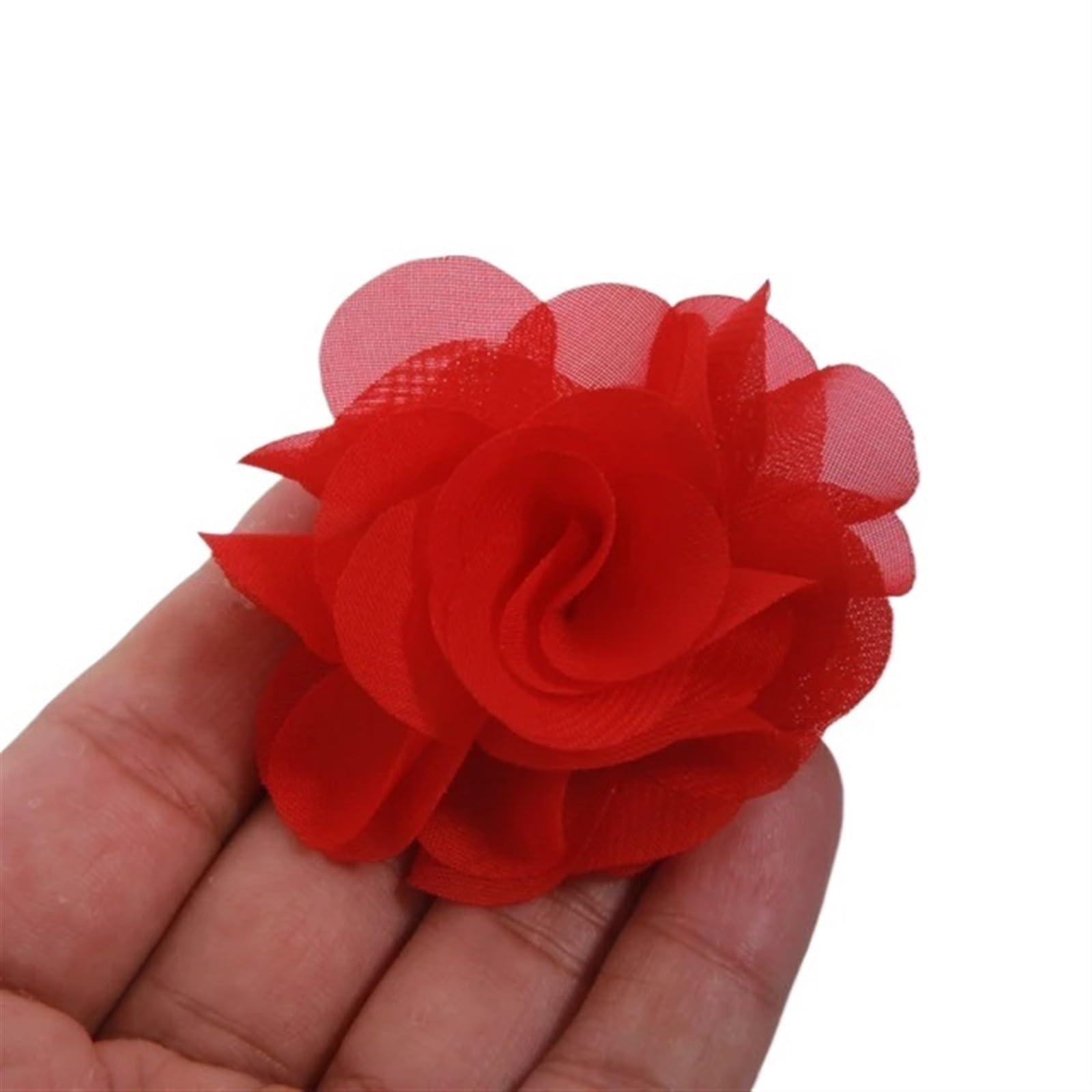 XPJYUA Chiffon Flowers 10Pcs 2.6" Tulle Cute Handmade Cored Chiffon Fabric Artificial Gauze Flower Wedding Dress Hats Headband Brooch DIY Home(Red)