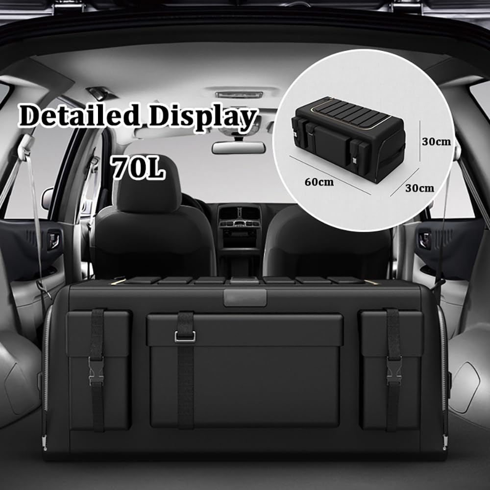 Organizador Maletero Coche para VW Multivan T7 2021-2024 2025+, Impermeable Antideslizante Duradero Caja de Almacenamiento Plegable con Asas Reforzadas,B 70L