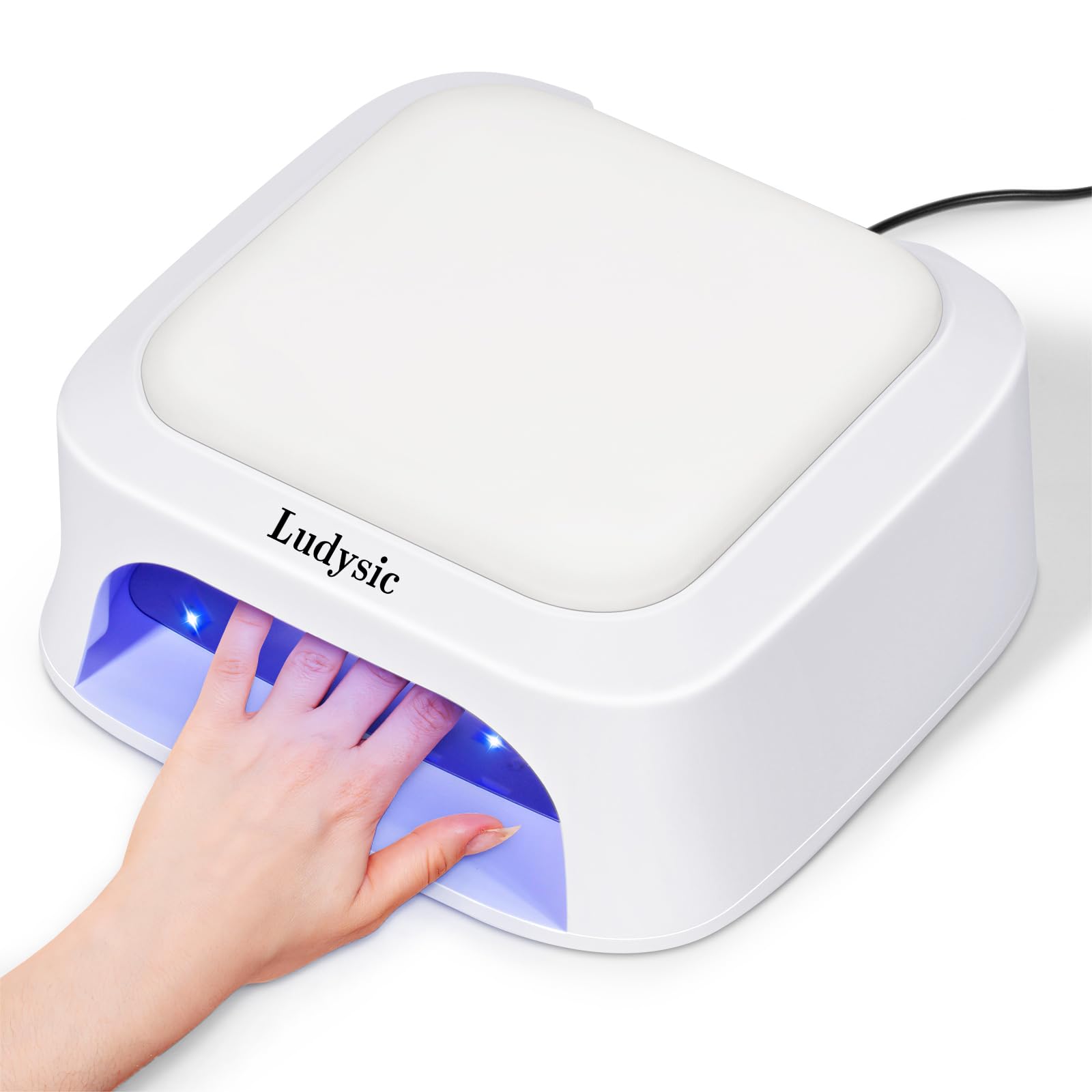Ludysic UV LED Nail Lamp with Hand Pillow,48W UV Light for Gel Nails Nail Dryer with Smart Sensor, LCD Display Fast Curing Gel Nail Polish Nail Art Tools Manicure(White)