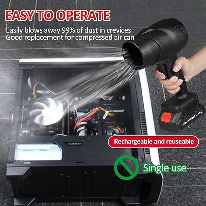 Image of TuRbOgLaSs CaR Blower Portable CoRdEsS CaR Dryer Handheld Cordless Blower Electric Portable AiR Blower Jet AiR Fan Compressed AiR Duster Portable DuSt Cleaner Leaf Blower(AB-B1-M1-0526-5)