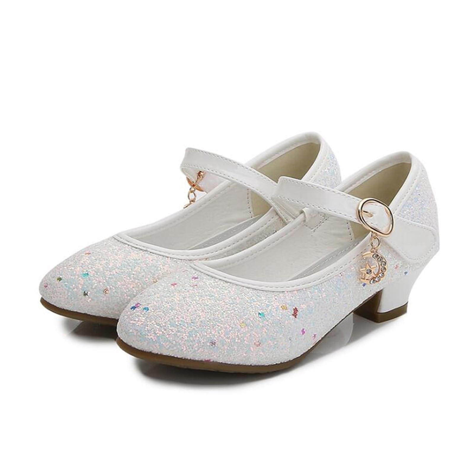 Scarpa Da Ballo Per Bambini Con Glitter Scarpe da ragazza in pelle con tacco alto for bambini Scarpe da principessa in pelle da sposa for ragazze Scarpe da ballo for studenti con paillettes rosse Sand