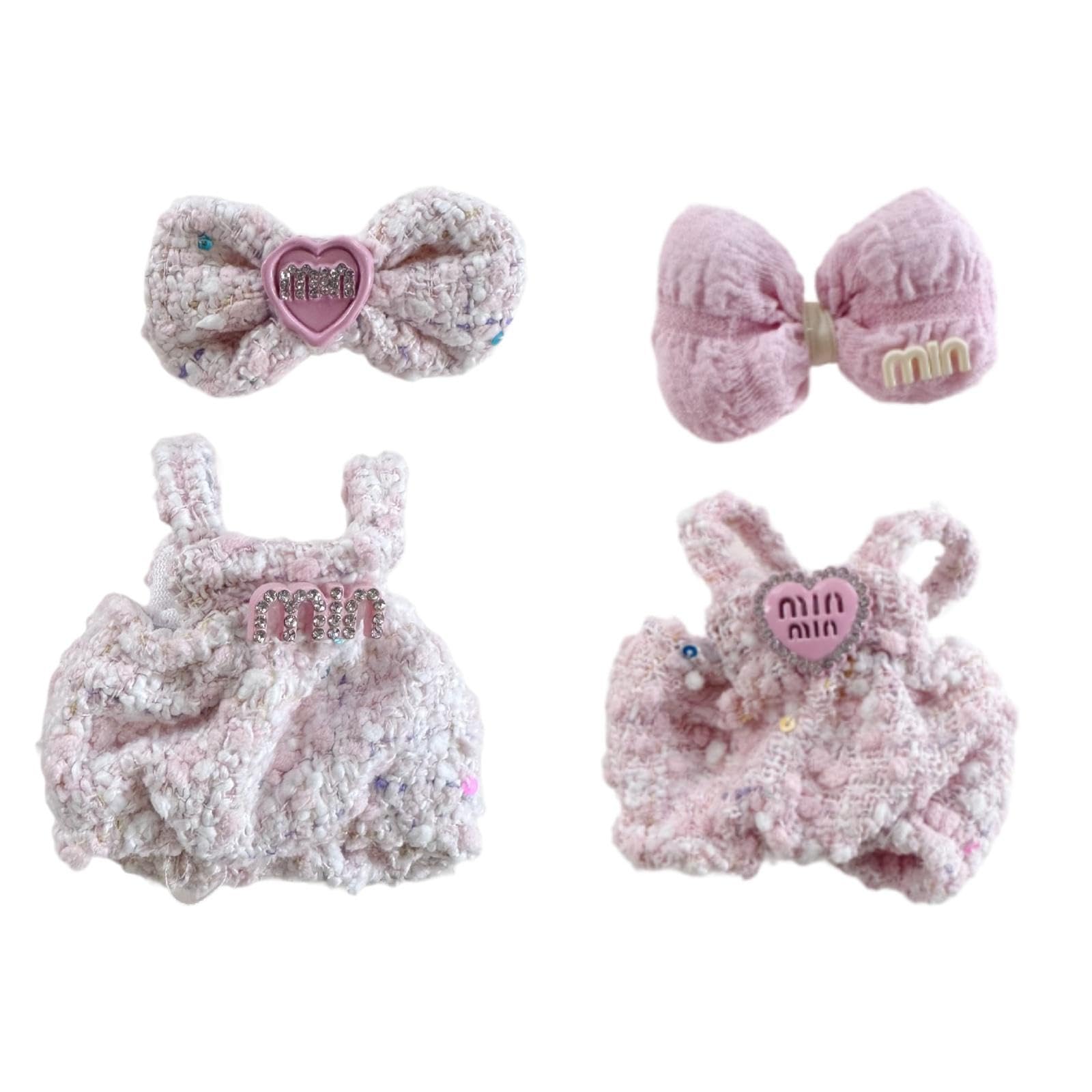 Doll Clothesmini Plush Doll Clothes Party with Bowknot for 15 cm 17 cm Dolls Style A||1x Mini Plush Doll Clothes1x Bow Headdress-image-40