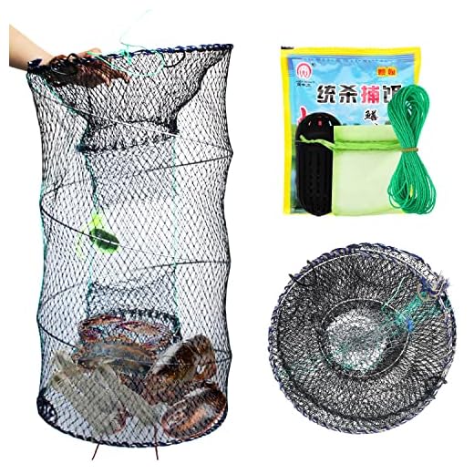 FREGITO Crab Trap, Collapsible Minnow Shrimp Lobster Crawfish Cast Net, Crab Snare Survival Equipment, 13in×23.6in