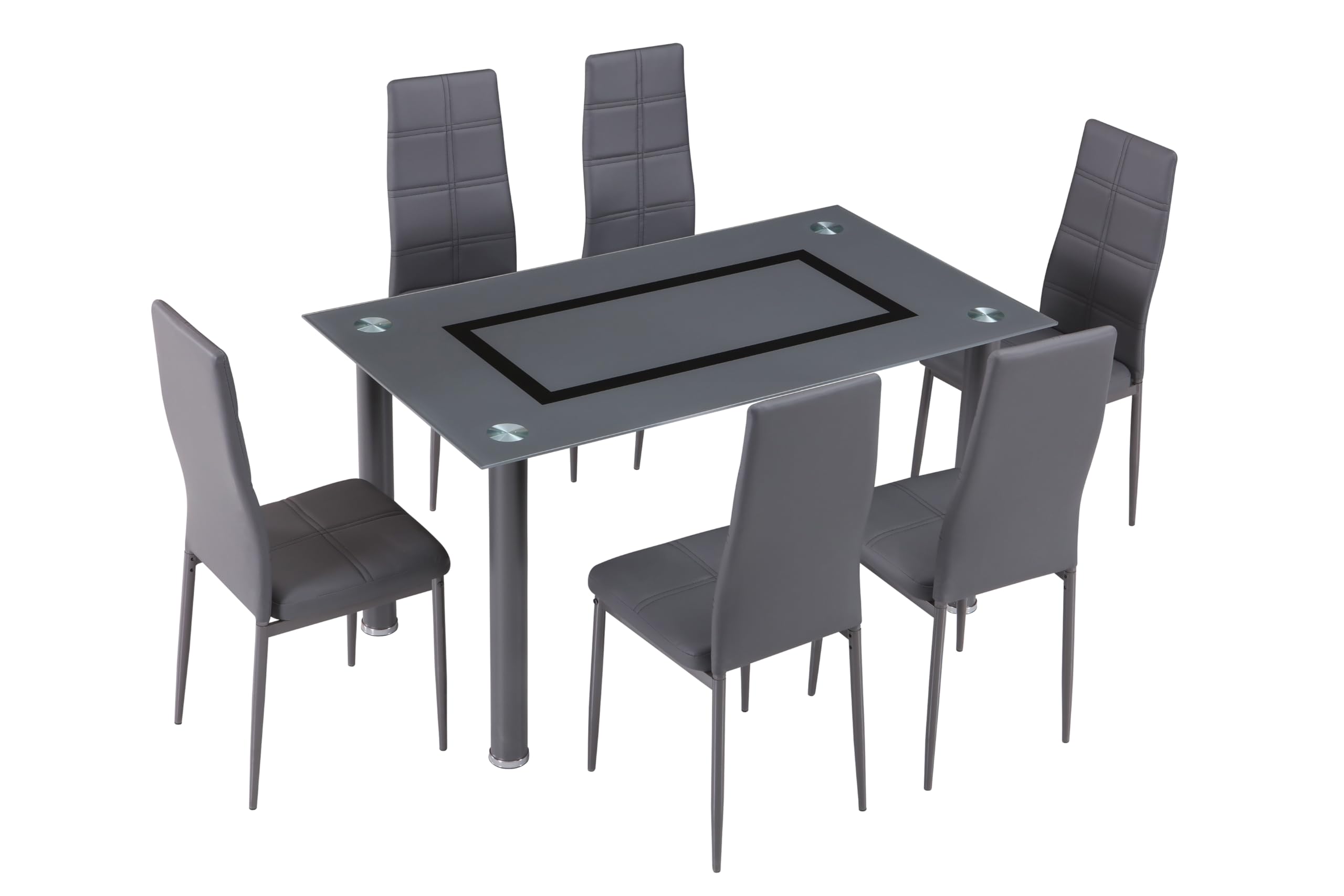 Genérico M1C - Pack 6 Sillas de Comedor AXISS, Sillas Tapizadas en Color Gris, Patas metálicas, 98x41x52