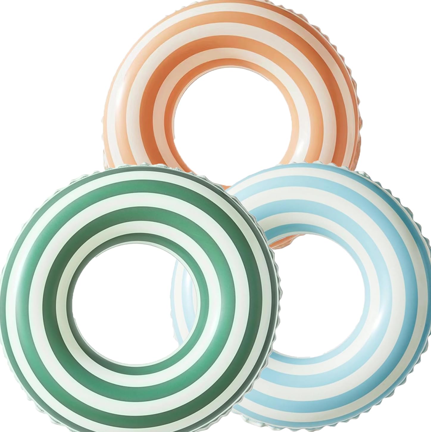 Inflatable Swimming Ring, Cartoon Water Play Ring, PVC Swimming Ring, Adult Swimming Ring, Inflatable Air Mattress, Swimming Ring Tube for Summer Pool Party (Green + Blue + Orange)