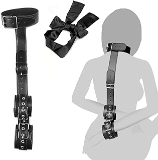 BDSMYEE BDSM Kits de Bondage Menottes avec Bandeau sexuel sur les yeux, Collier de contention et menottes, Sex Lit SM Kits de Bondage Set, Réglables Menottes Sexy Érotique et Collier Sex Toys