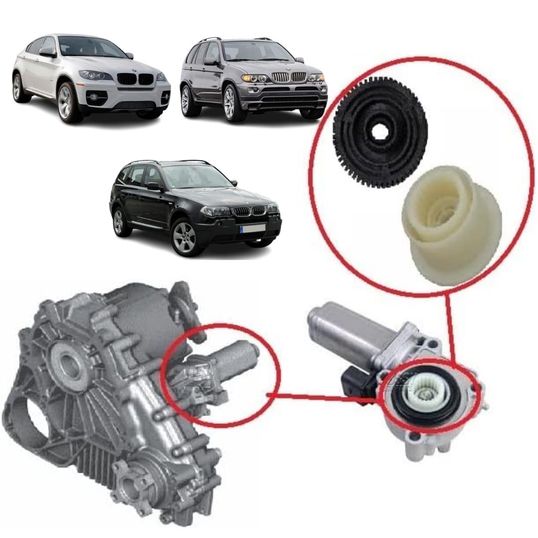 AutoFullCar - Piñón y Corona Engranaje Motor Actuador Caja Transferencia Conjunto Completo X3 E83 X5 E53 E70 X6 E71 (Contiene 2 Unidades)