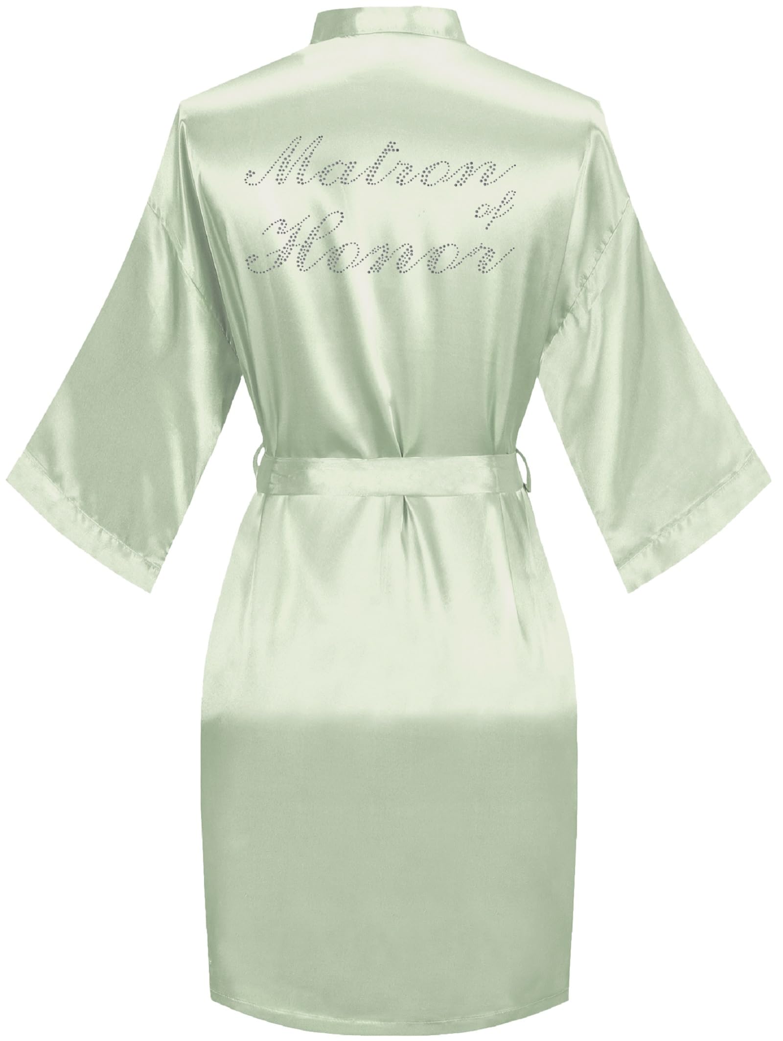 goodmansam Women's Silky Robes One Size Silver Rhinestones Bride Bridesmaid Sleepwear for Wedding Party Getting Ready